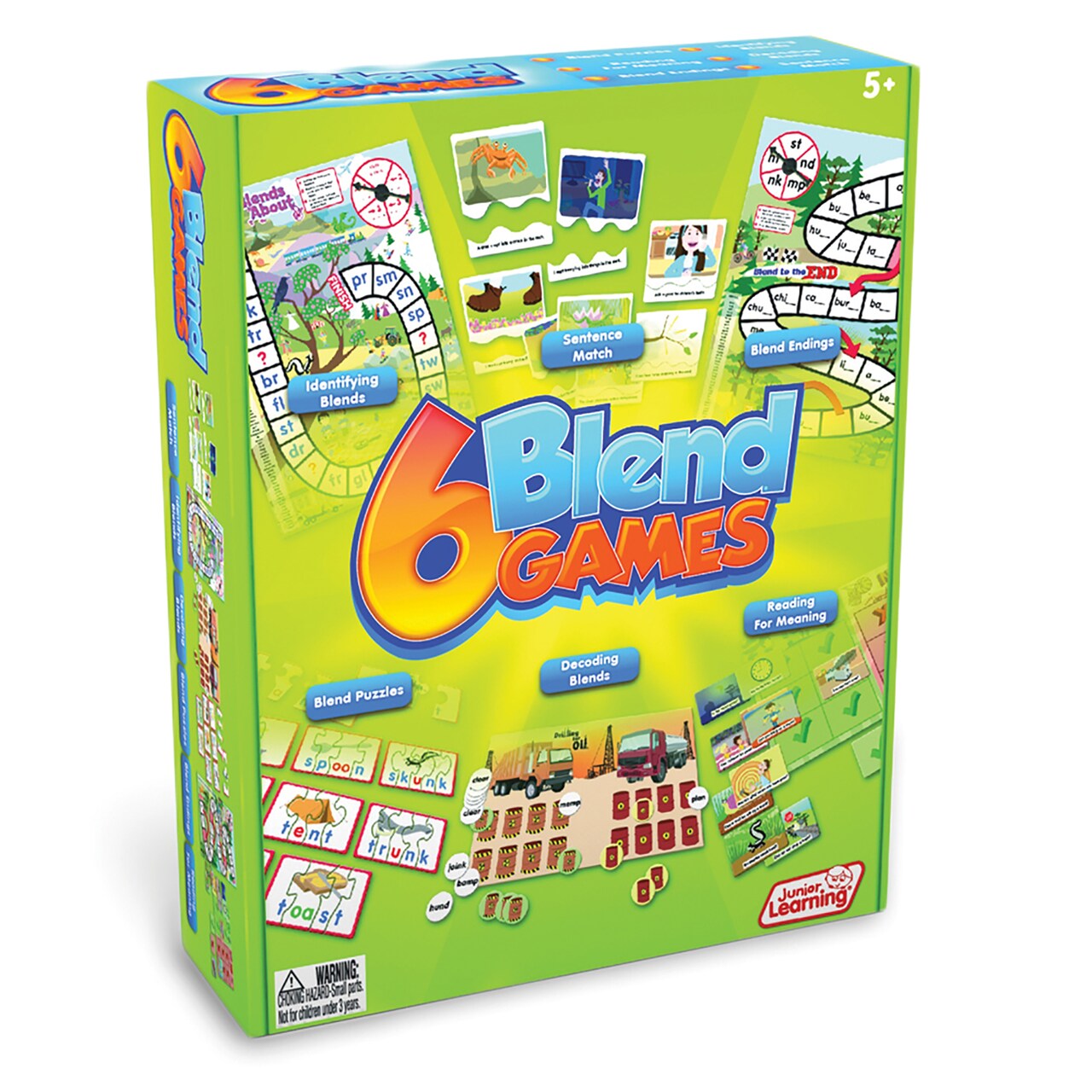 6 Blend Games Junior Learning Board Game for Ages 5+ Kindergarten Learning, Language Arts Learn Phonics, Perfect for Home School, Educational Resources